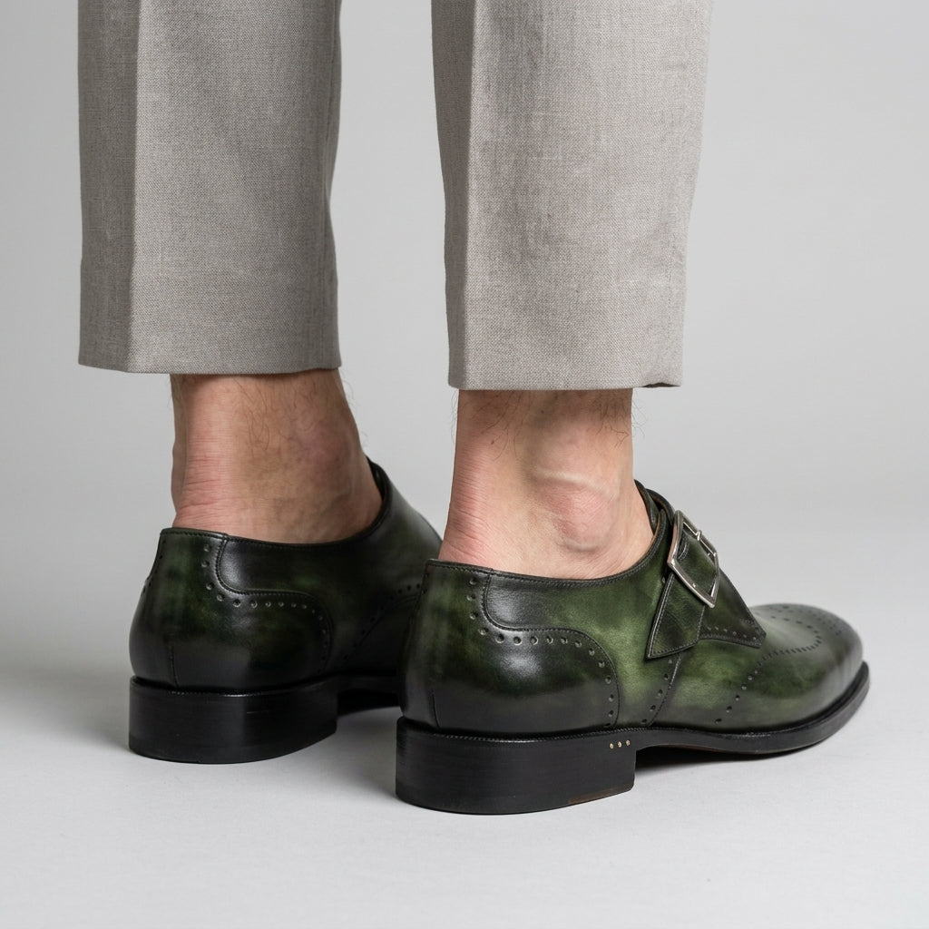 Men's Wingtip Monk Strap Shoes with Single Buckle