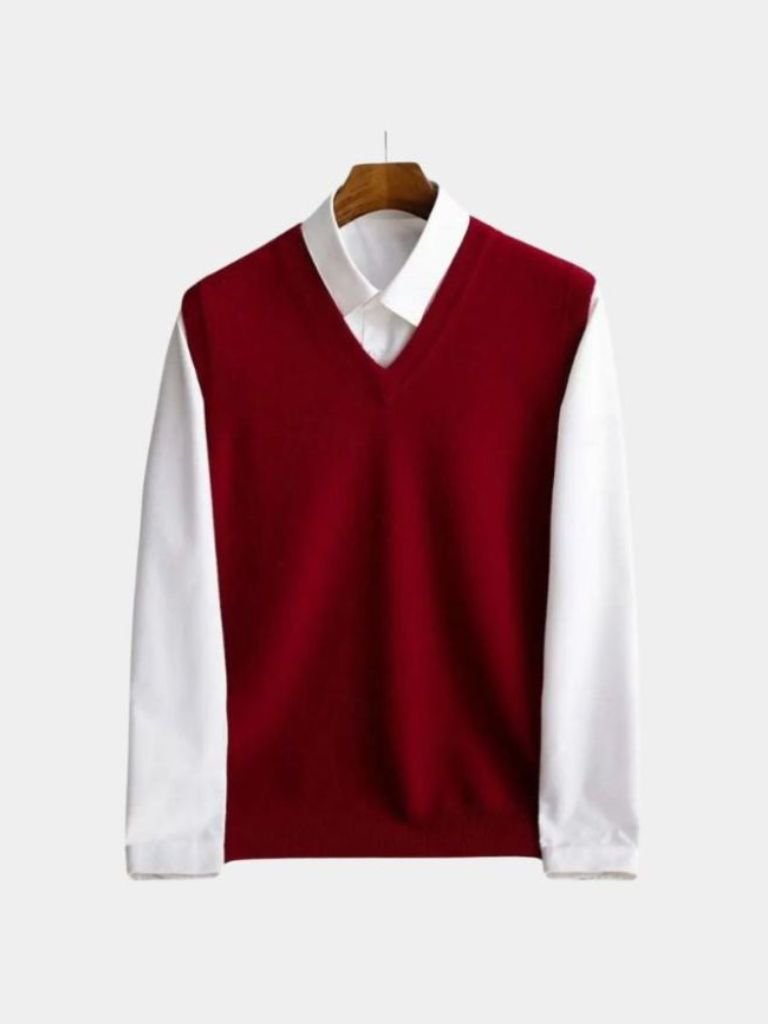 Men's Knitted Gilet – Merino Blend V Neck Vest