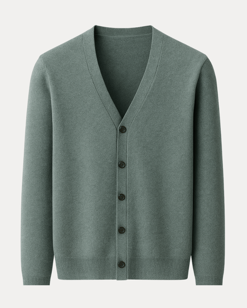 Men's V Neck Cardigan – Cashmere Blend Button Front