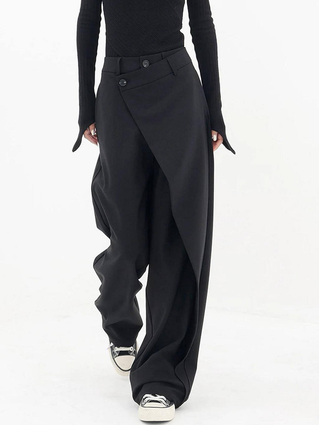 Women's Wide Leg Trousers in black, view 2