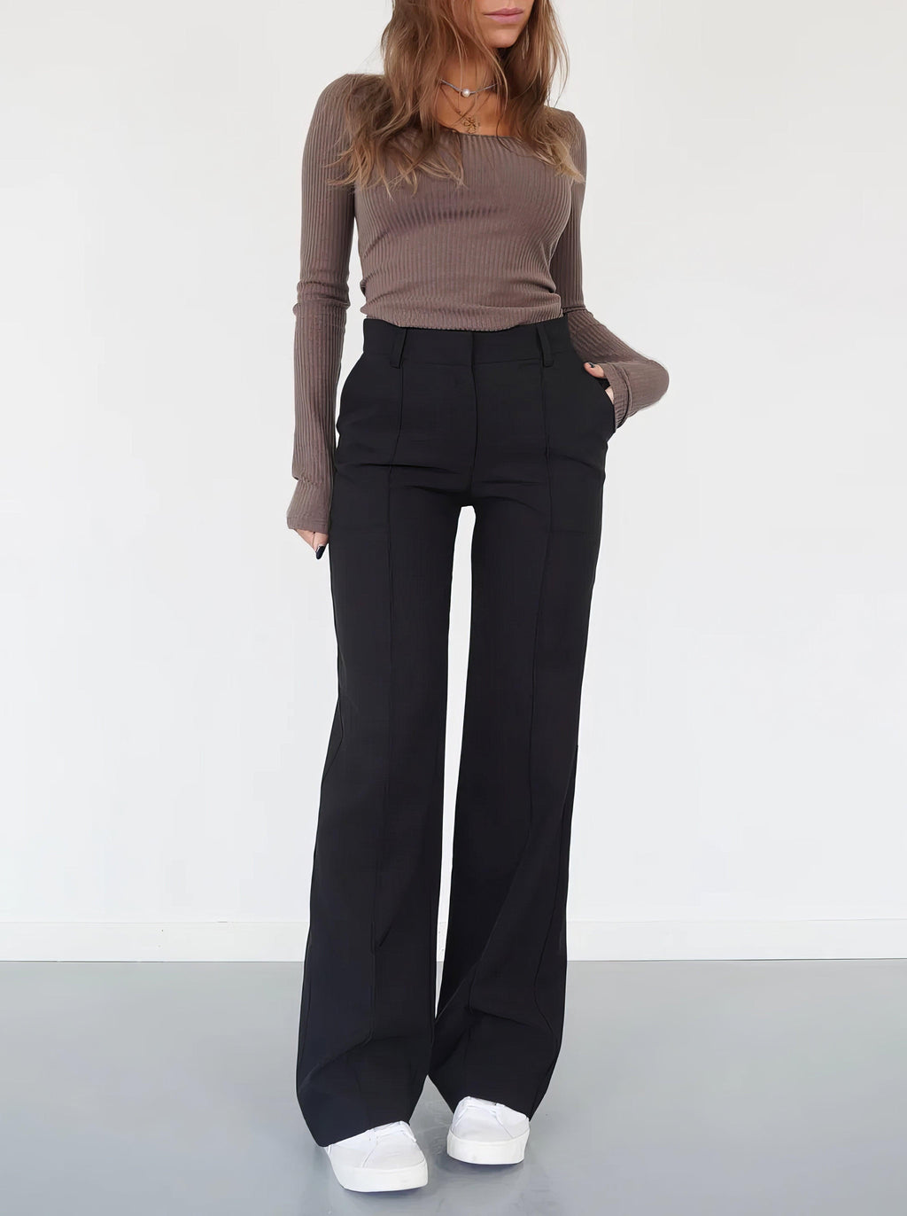 Women's Pintuck Trousers – High Rise Pleated Wide Leg Trousers