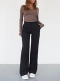 Women's Pintuck Trousers – High Rise Pleated Wide Leg Trousers