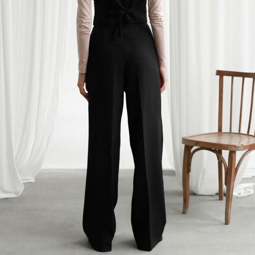 Women's Wide Leg Trousers in black, view 2