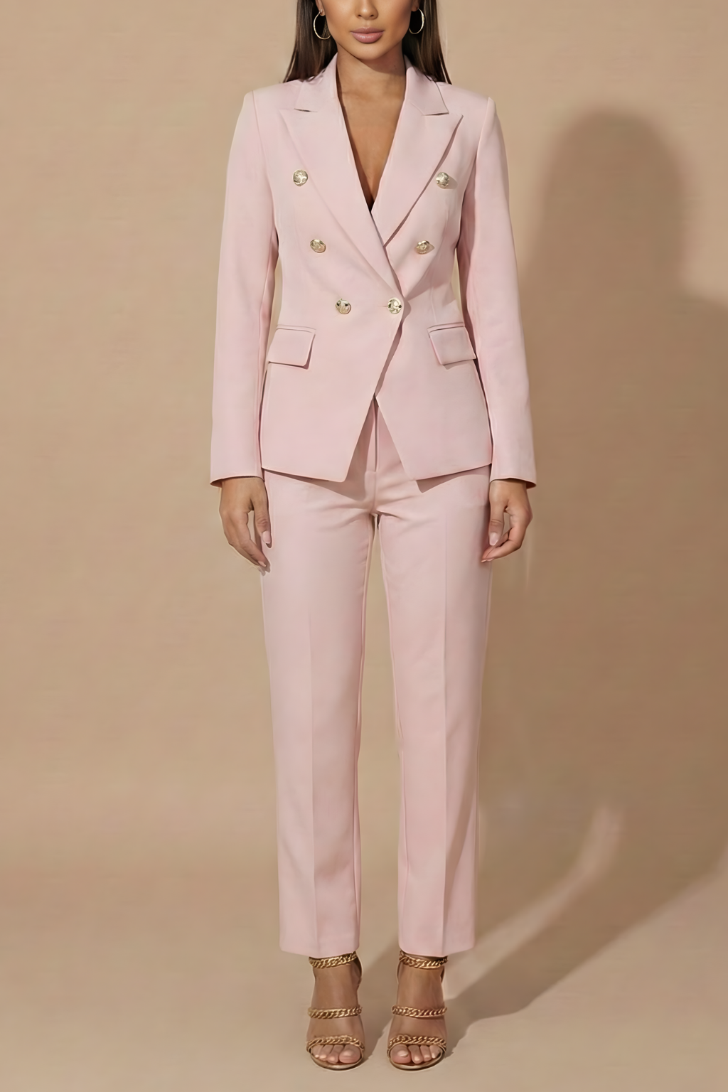 Double Breasted Gold Button Blazer & Tailored Trouser Two Piece Suit