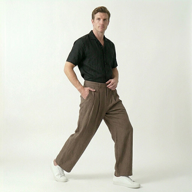 Men's Linen Wide Leg Loose Fit Pants