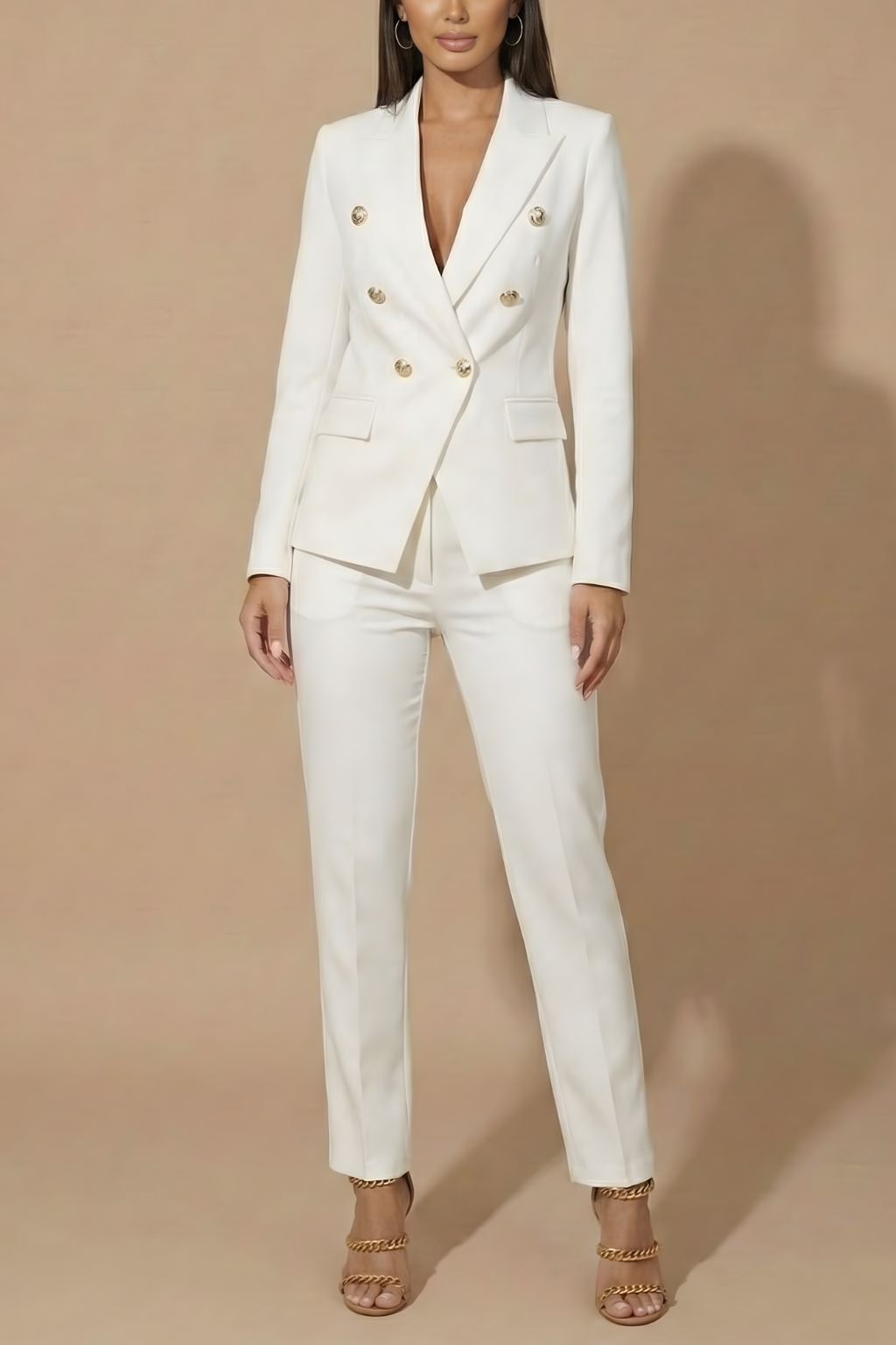 Double Breasted Gold Button Blazer & Tailored Trouser Two Piece Suit
