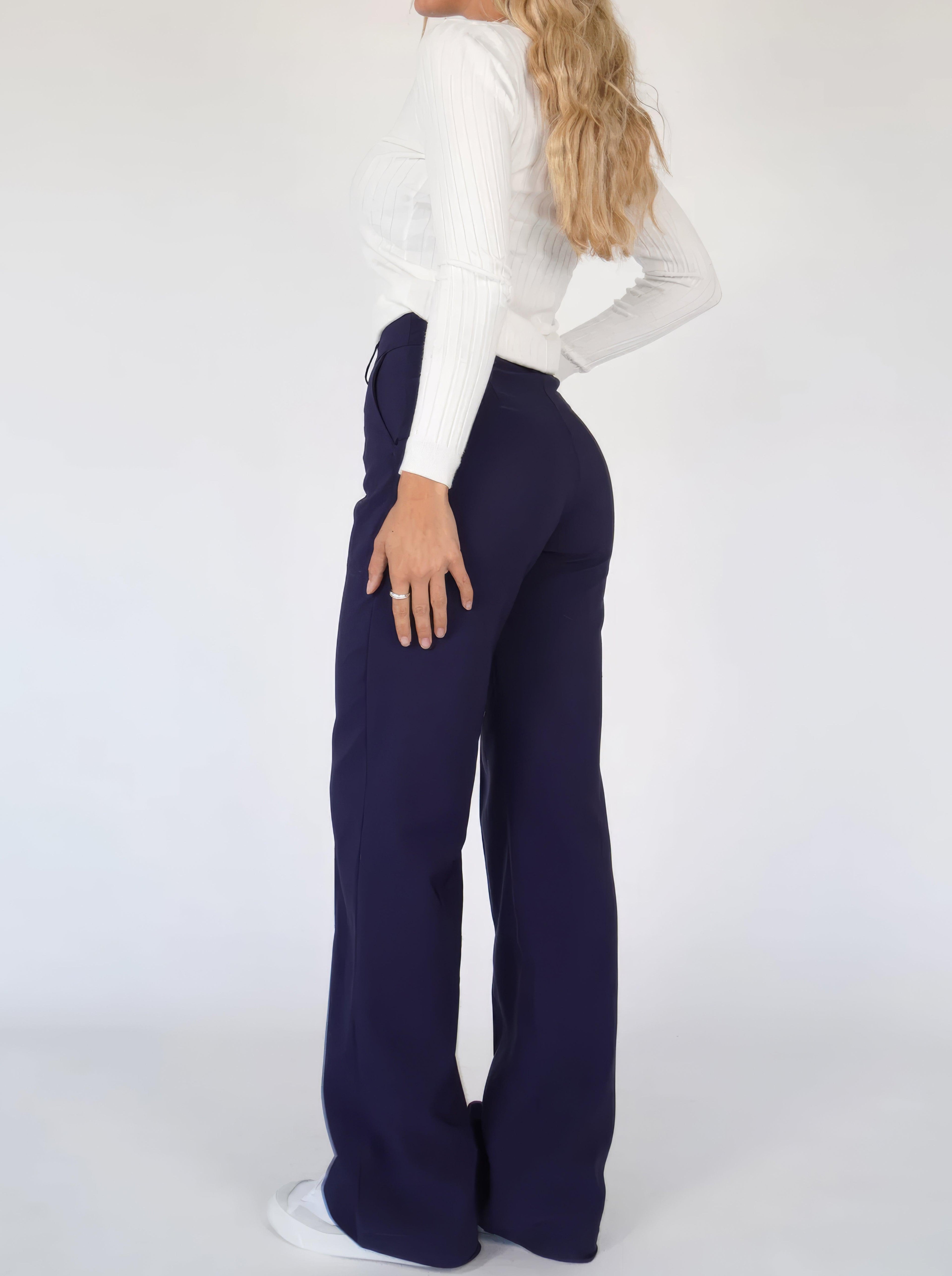 Women's Pintuck Trousers – High Rise Pleated Wide Leg Trousers
