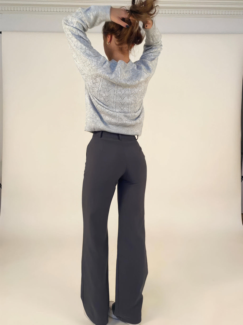 Women's Pintuck Trousers – High Rise Pleated Wide Leg Trousers