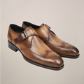 Men's Wingtip Monk Strap Shoes – Burnished Brogue Buckle Shoes