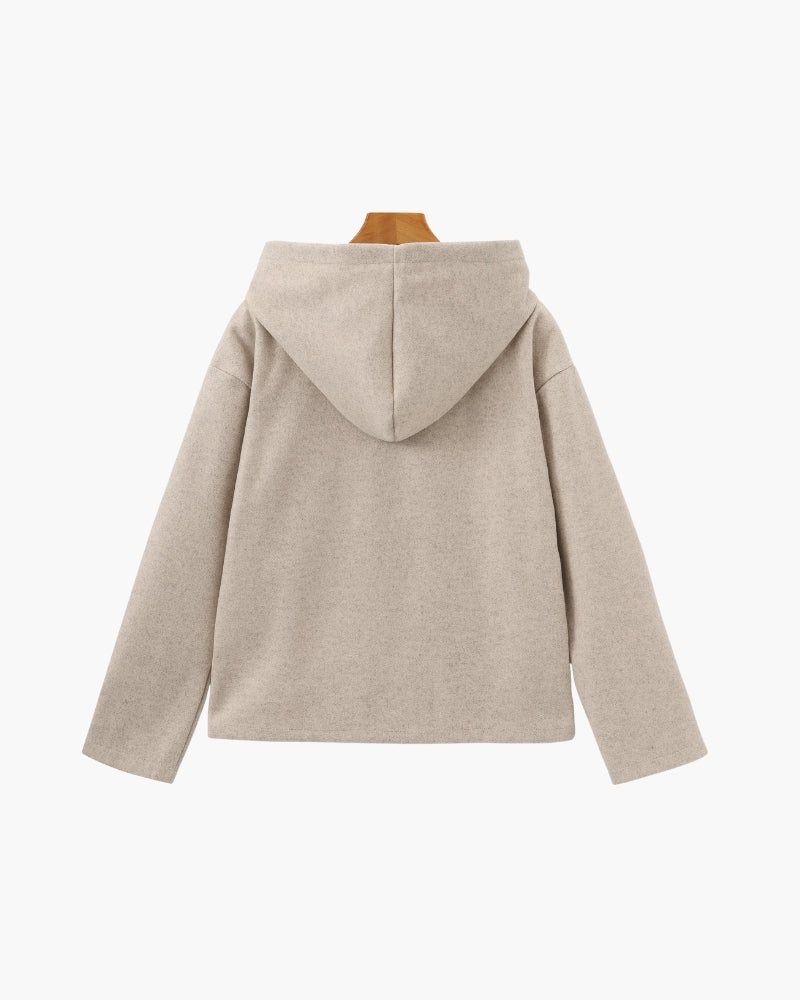 Women's Hooded Jacket – Marlow Oatmeal Zip Up Boxy Jacket