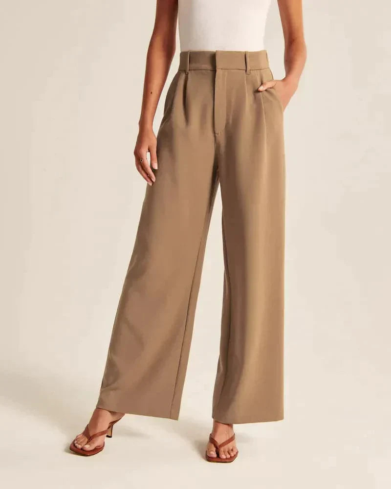 Women's Wide Leg Trousers in brown, view 2