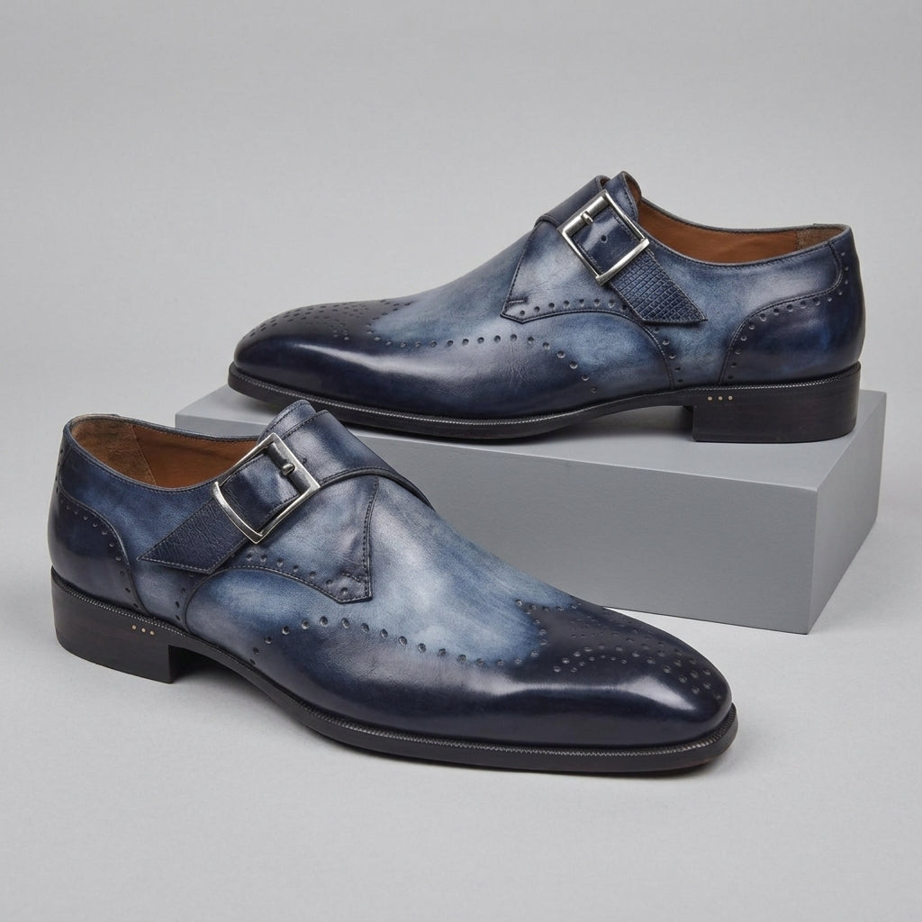 Men's Wingtip Monk Strap Shoes with Single Buckle