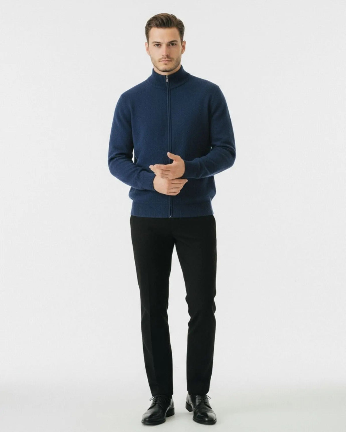 Men's Knitted Zip Jacket – Wool and Cashmere Blend
