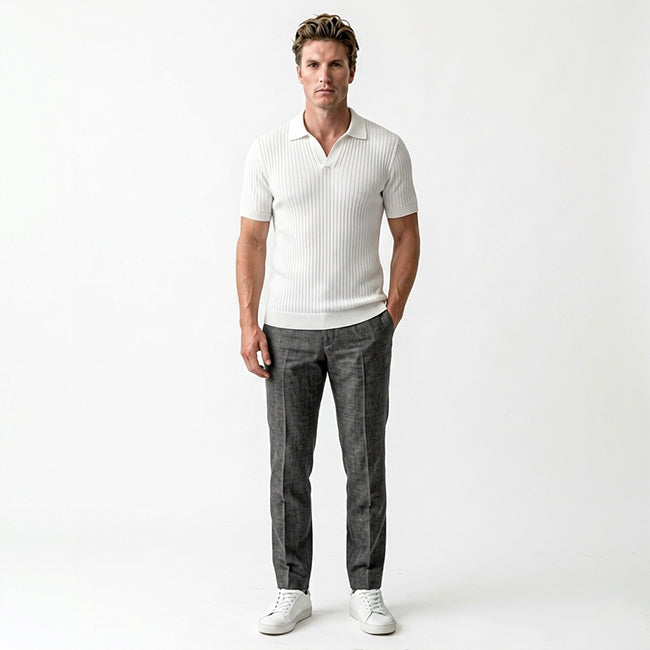 Men's Short Sleeve Striped Polo Shirt