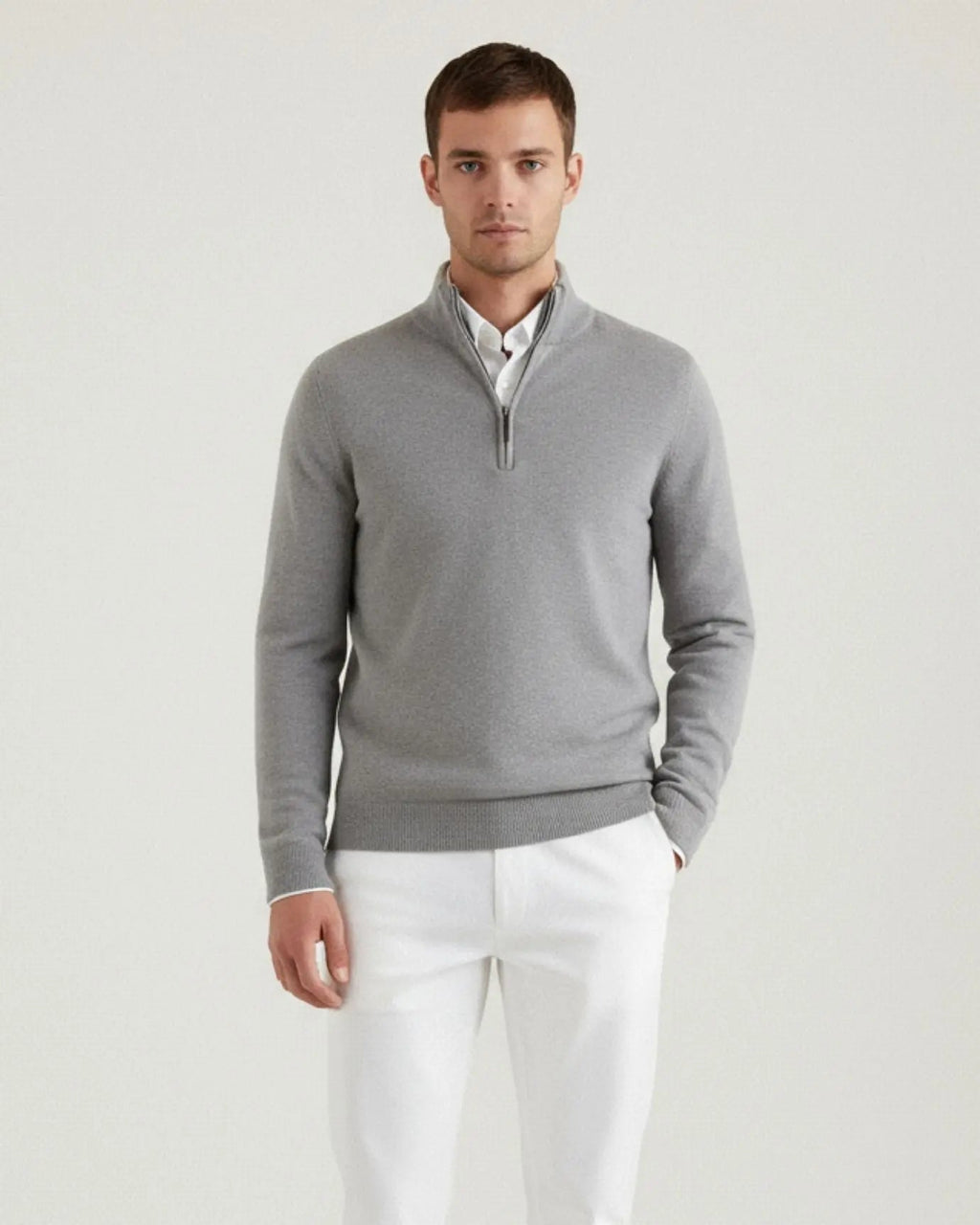 Men's Zip Neck Jumper – Cashmere Blend Soft Knit Sweater