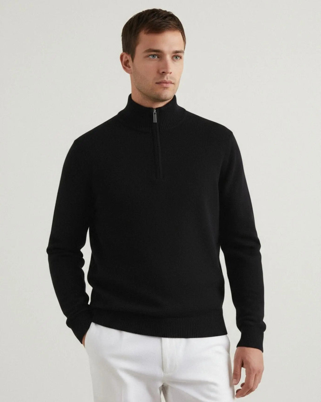 Men's Zip Neck Jumper – Cashmere Blend Soft Knit Sweater