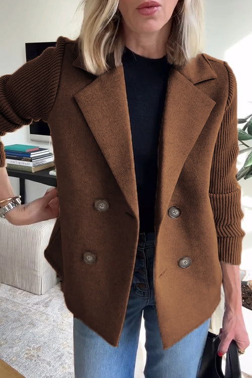 Women's Wool Look Blazer in Dark Brown