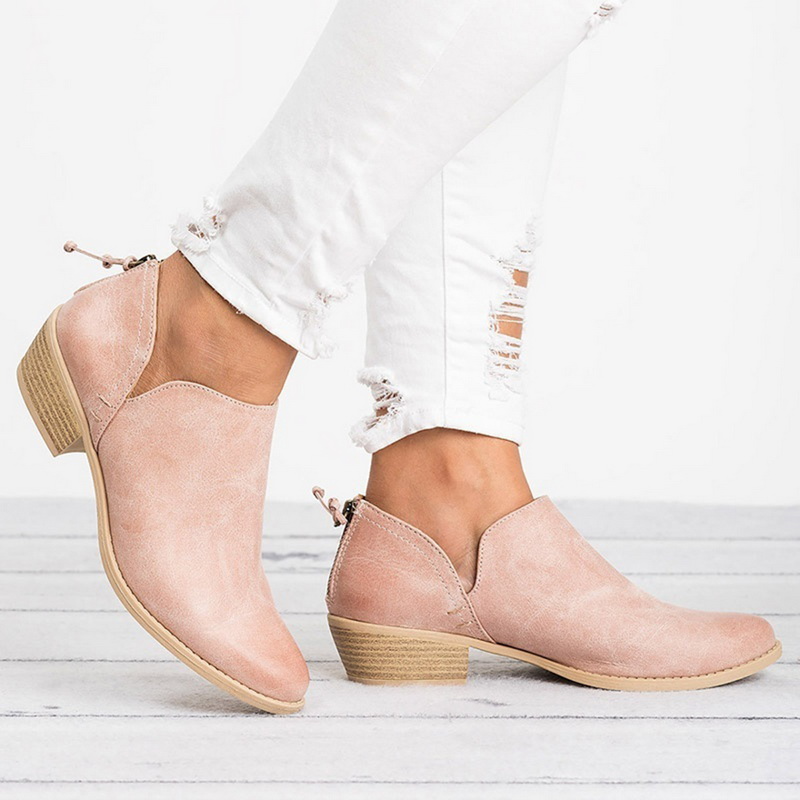 Women's Cut Out Ankle Boots – Low Block Heel Shoe Boots