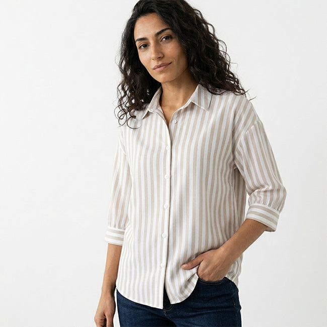 Women's Long Sleeve Striped Casual Top