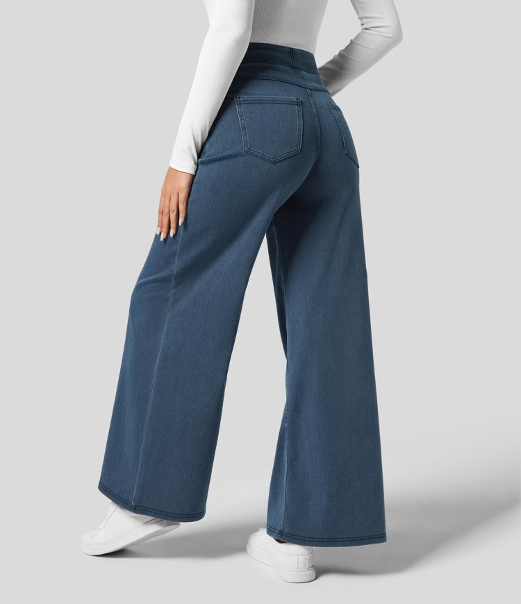Women's Wide Leg Jeans in dark blue, view 3