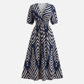 Women’s Striped Puff Sleeve Midi Dress