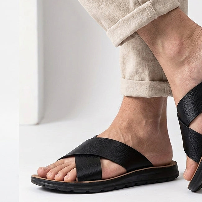 Men's Stitched Slides Open Sandals