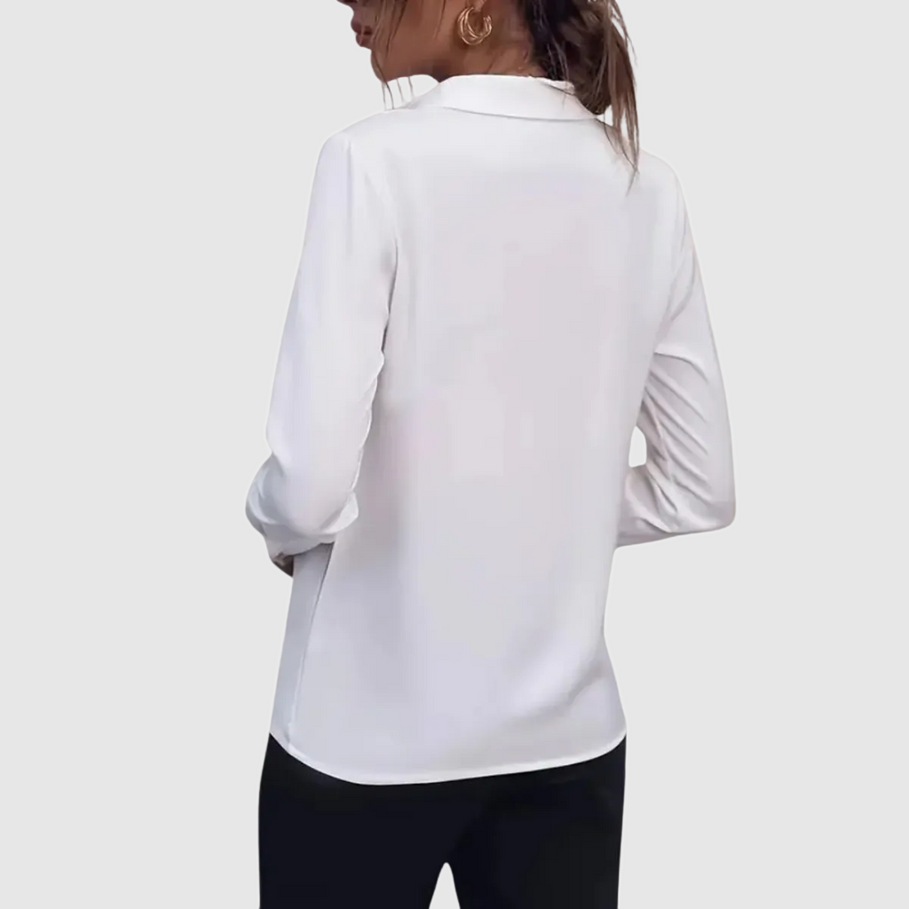 Women's Collared Blouse – Long Sleeve Classic Shirt Blouse