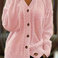 Wisteria | Women's Textured Cable Knit Button-Front Cardigan