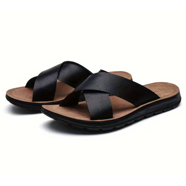 Men's Stitched Slides Open Sandals