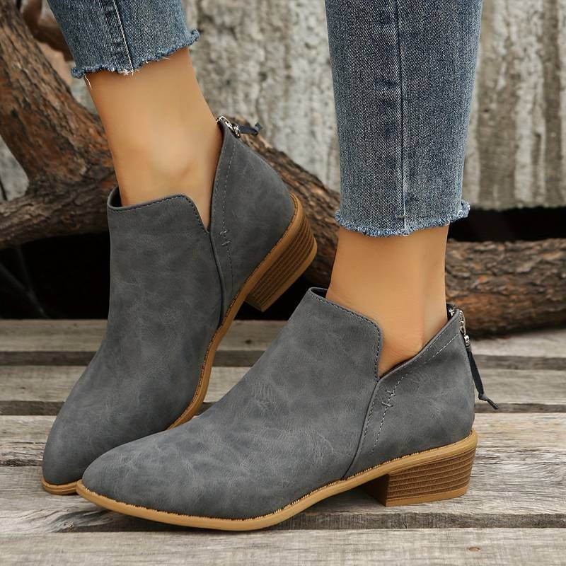 Women's Cut Out Ankle Boots – Suede Look Back Zip Boots