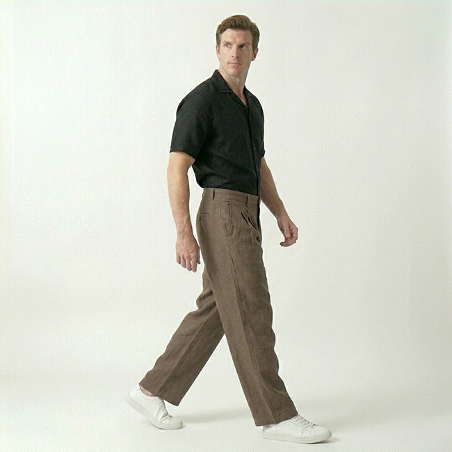 Men's Linen Wide Leg Loose Fit Pants