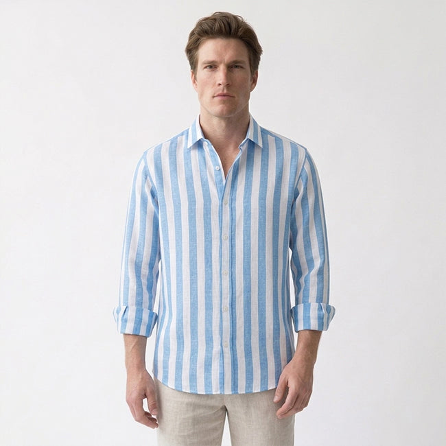 Men’s Long Sleeve Button Striped Shirt