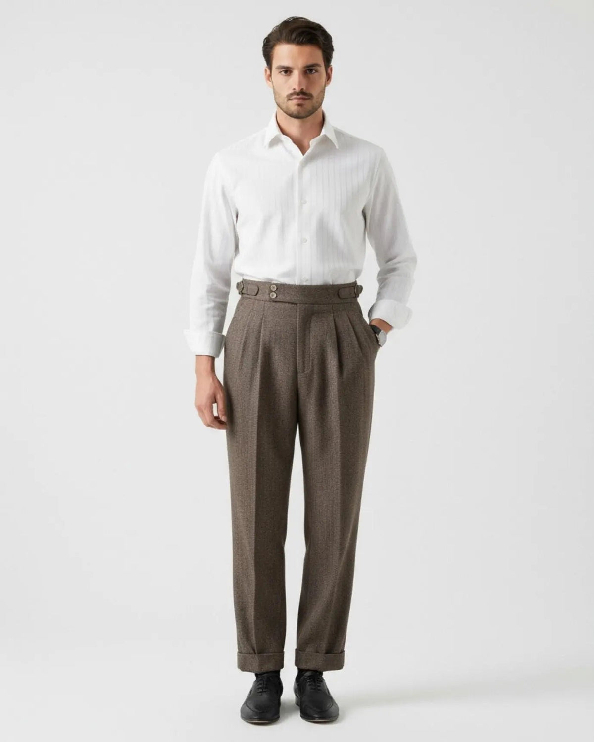 Men's Tailored Wool Blend Trousers – Straight Leg