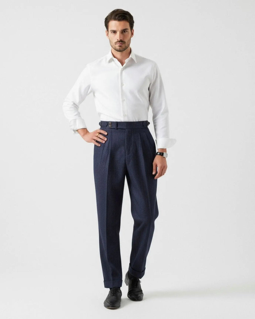 Men's Tailored Wool Blend Trousers – Straight Leg