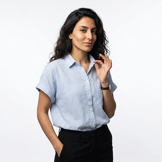 Women's Short Sleeve Striped Tops