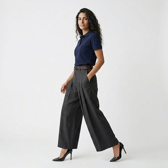 Women's Wide Leg High Waisted Workwear Pants