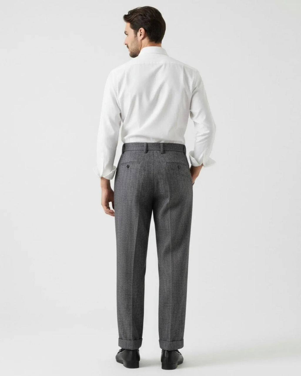 Men's Pleated Wool Blend Trousers – High Waist Tailored Fit