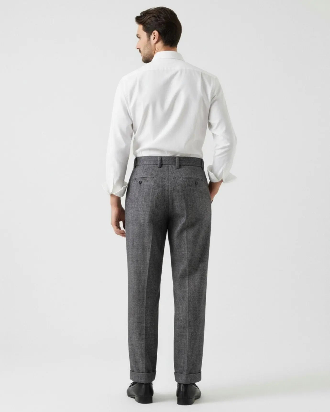 Men's Pleated Wool Blend Trousers – High Waist Tailored Fit