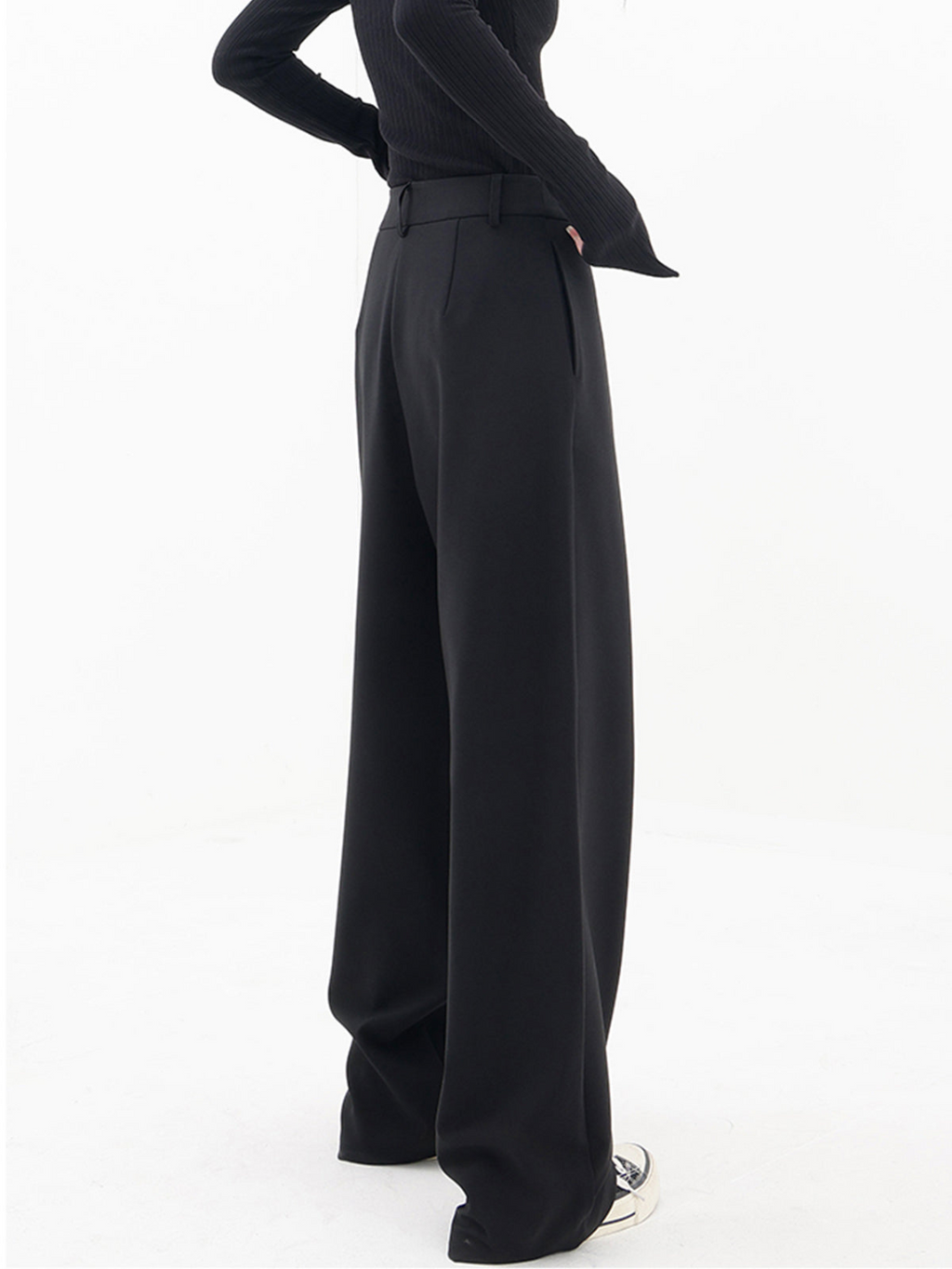 Women's Wide Leg Trousers in black, view 6