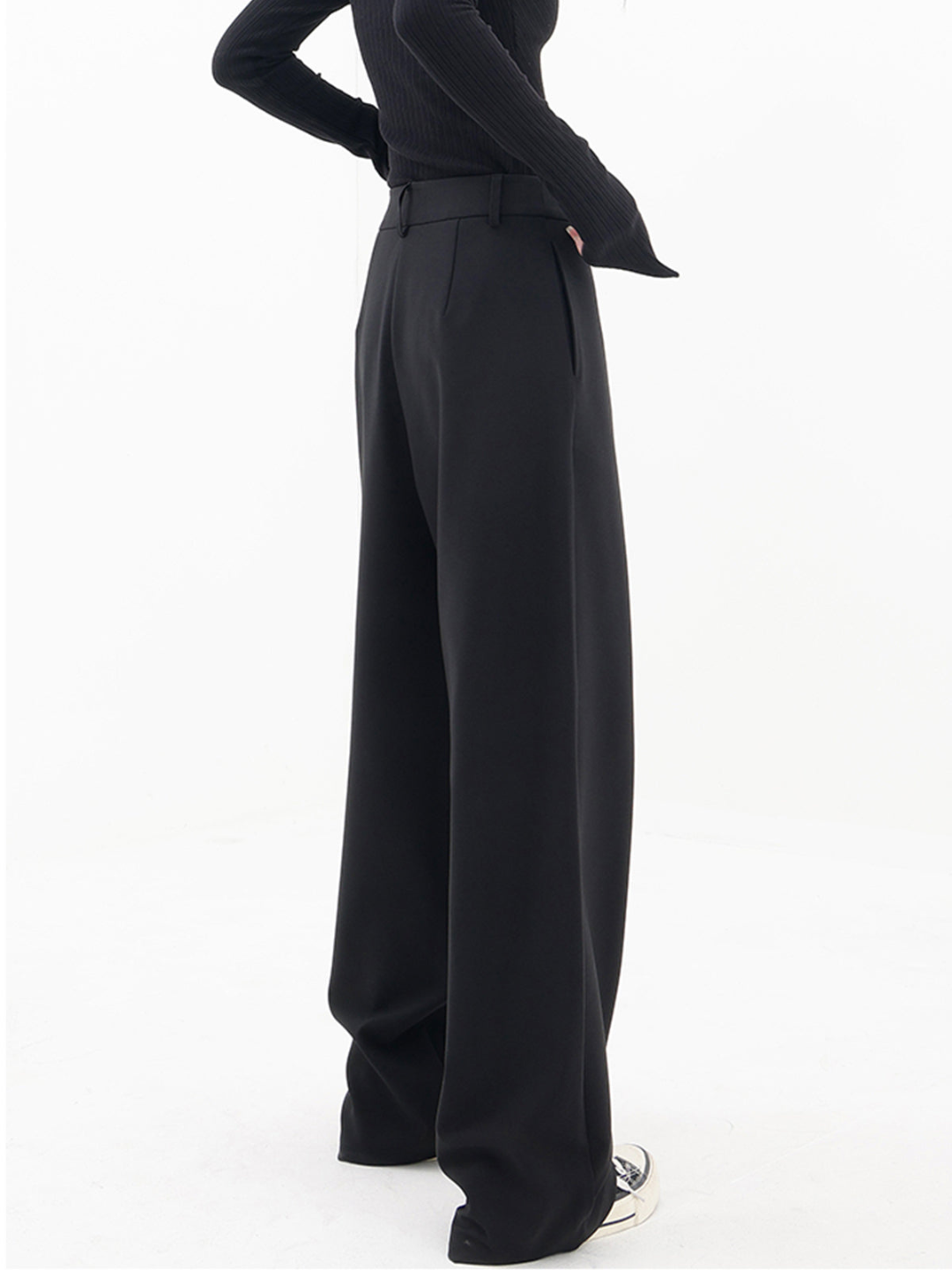 Women's Wide Leg Trousers in black, view 6