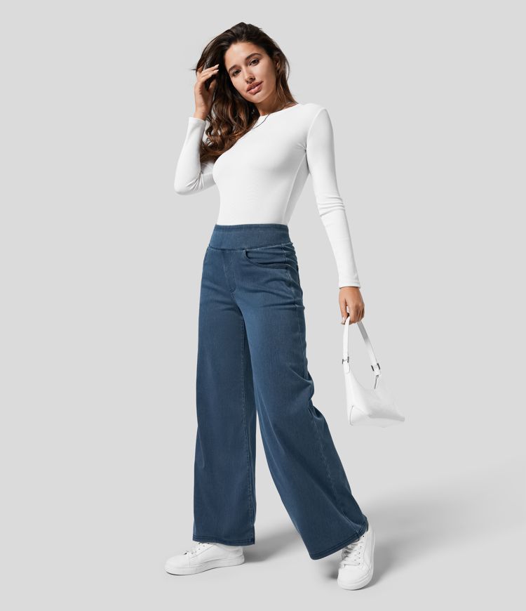 Women's Wide Leg Jeans in dark blue, view 6