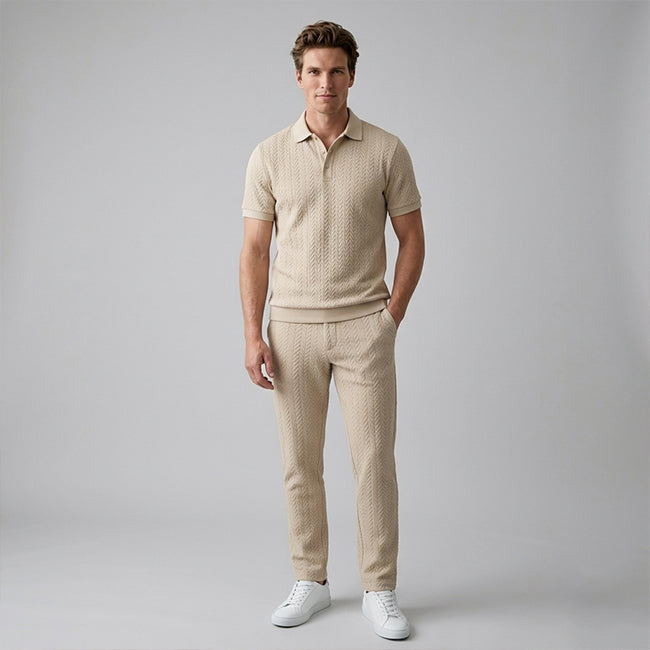 Men's Knit Summer Short Sleeve Polo Shirt
