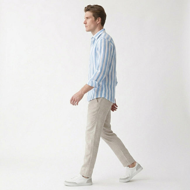 Men’s Long Sleeve Button Striped Shirt