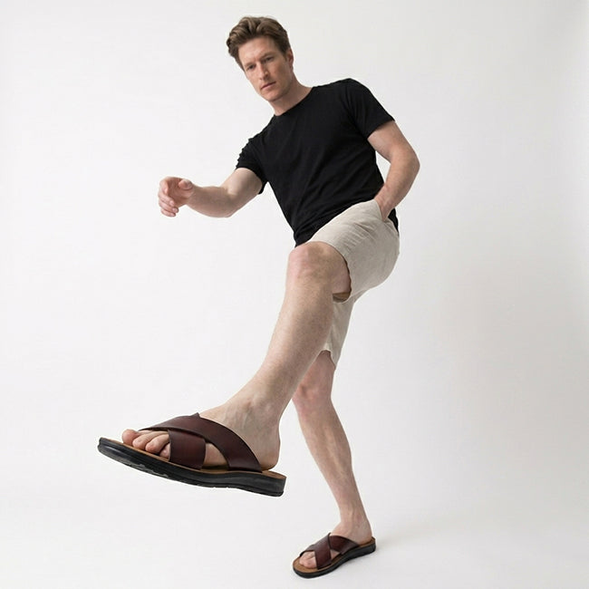 Men's Stitched Slides Open Sandals