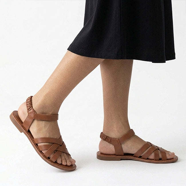 Women's Leather Flat Sandals Open Toe Sandals