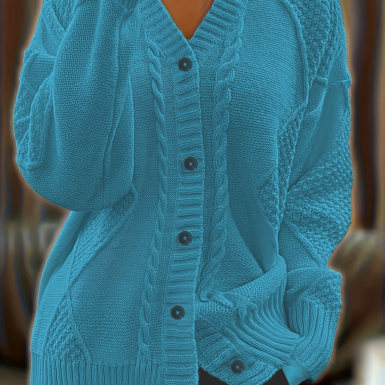 Wisteria | Women's Textured Cable Knit Button-Front Cardigan