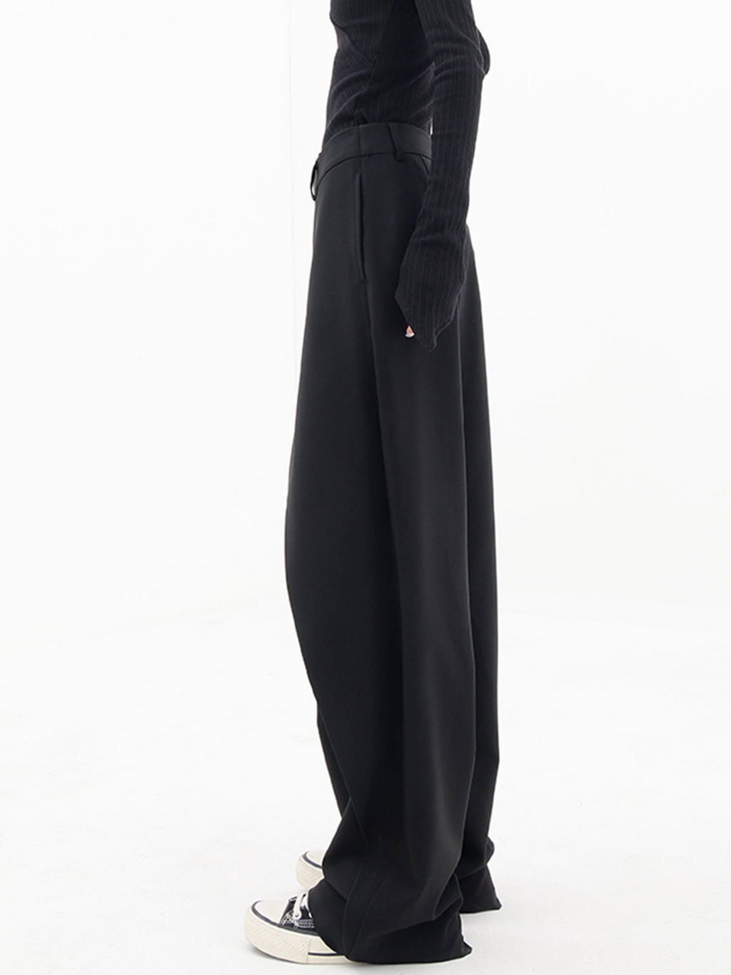 Women's Wide Leg Trousers in black, view 7