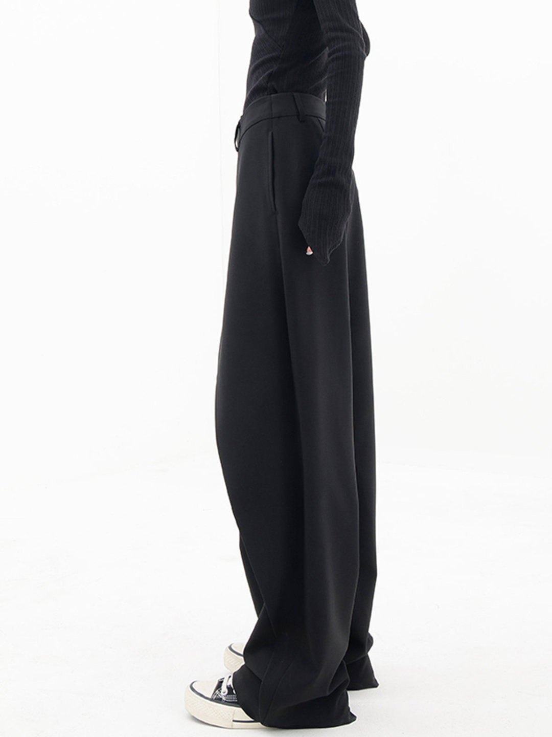 Women's Wide Leg Trousers in black, view 7
