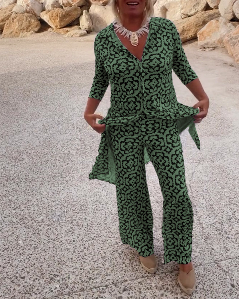 Women's Co-ord Set in green, view 3