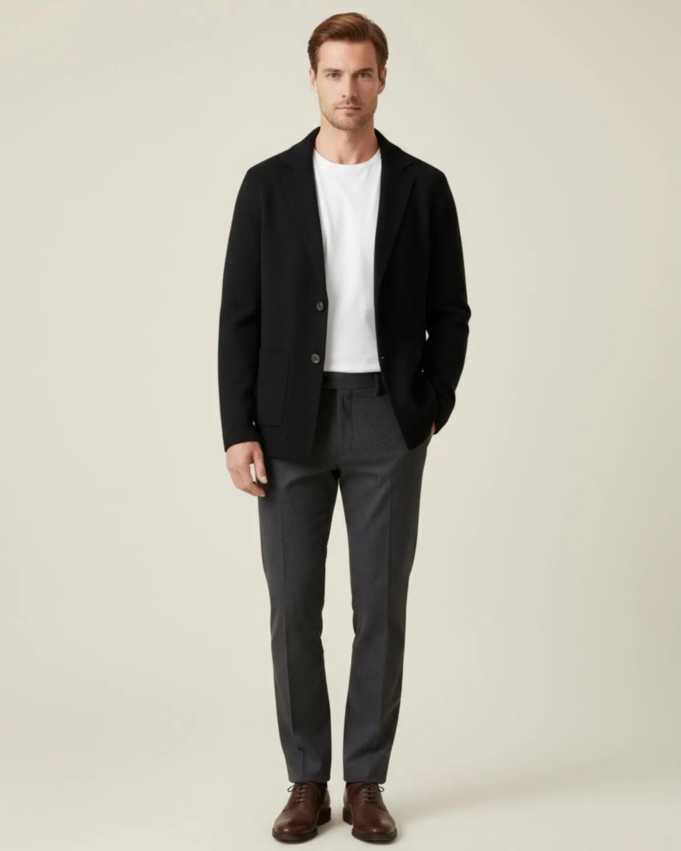 Men's Knitted Cardigan – Wool and Cashmere Blend Jacket